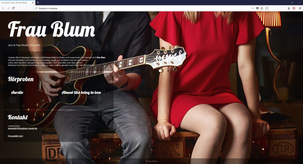 Website Frau Blum Jazz-Pop-Duo
